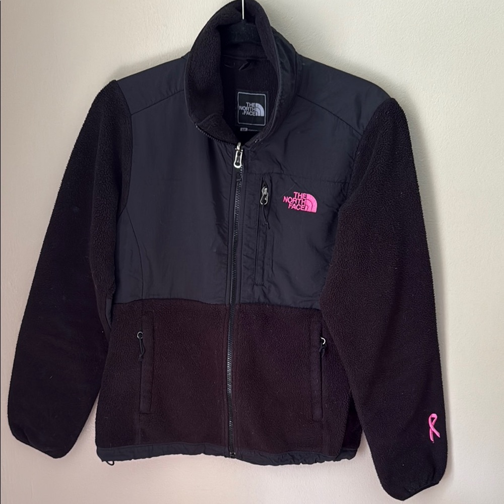 The North Face Black Fleece Jacket with Pink Accents